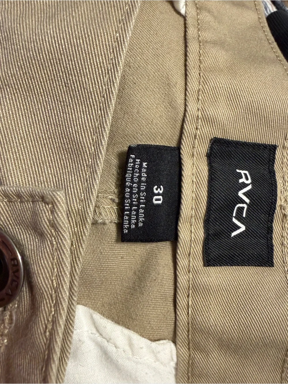 RVCA Men's Khaki Flat-Front Shorts